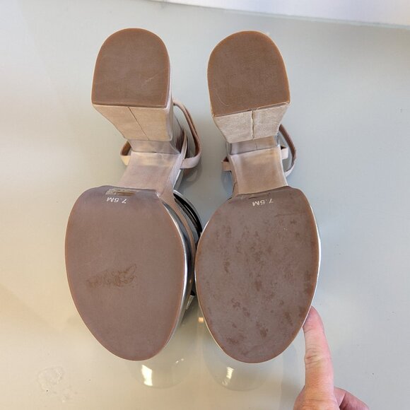 Jeffrey Campbell Y2K Nude Chrome Ambrose Platform Heels Shiny Ankle Strap NEW - Picture 5 of 12